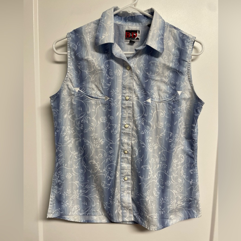VTG Brooks & Dunn Collection Panhandle Women S* Sleeveless Pearl Snap Shirt